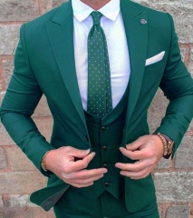2019 New Mens Green Wedding Prom Suit Slim Fit Men Business Groom Suits Party Dinner Tuxedo 3 Pieces Suit Jacket Vest Pants