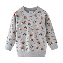 Children's Sweatshirts Boys Girls Tops with excavators print baby clothes long sleeve autumn new 2019 kids shirts for boys wear