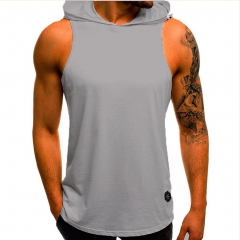 Mens Sleeveless Hoodie Muscle Sweatshirt Cool Hoody Tops GYM Sport Hoodies US Men's gym wear Men's sports T-shirts