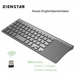 Zienstar 2.4G Wireless Mini  Keyboard with Touchpad and Numpad  for Windows PC,Laptop,Ios pad,Smart TV,HTPC IPTV,Android Box
