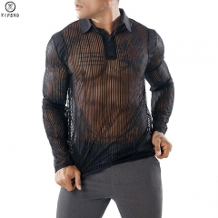 Men's Sexy See-through Transparent T Shirt 2019 Fashion New Long Sleeve Nightclub Wear Tshirt Men Party Prom Streetwear Tops Tee