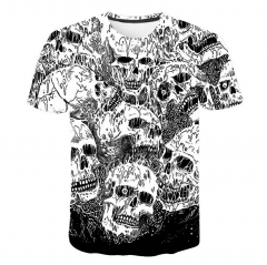 2019 men's wear T-shirt brand summer men's fashion short sleeve T-shirt heavy metal punk style skull 3D men's wear T-shirt men's