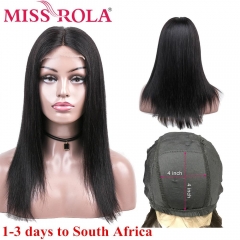 Miss Rola Lace Closure Human Hair Wigs Peruvian Remy Hair 100% Human Hair Straight Natural Color 4*4 Lace Closure Wig 8-26 Inchs