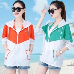 2019 Summer New Women's Clothes Loose Fashion Sun Protection Clothing Casual Hooded Jacket Thin Color Matching Coats
