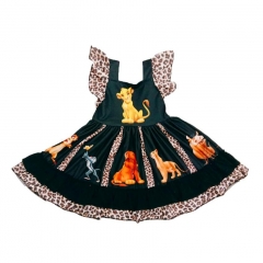 Cute delicate black animal cartoon pattern girl children's wear