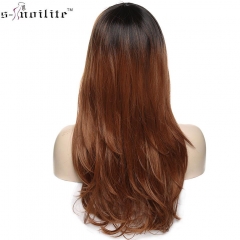 SNOILITE Women Long loose wave Cosplay Wig brown Heat Resistant Fiber Natural Synthetic Hair Head Wig Ombre Party For Women