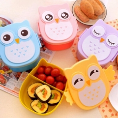 1050ml Cartoon Owl Tableware Food Fruit Storage Container Portable Bento Box Food-safe Food Outdoor Camping Lunch Dinnerware Box