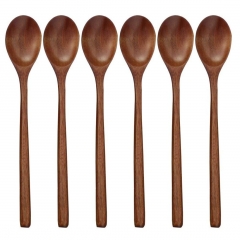 Wooden Spoons, 6 Pieces Wood Soup Spoons for Eating Mixing Stirring Cooking, Long Handle Spoon with Japanese Style Kitchen Ute