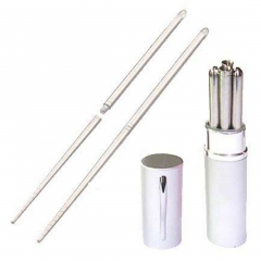 Aluminum Pen Shape Shell Stainless Steel Folding Travel Chopsticks,Silver