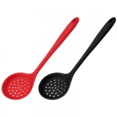 Water Leaking Strainer Spoon Long Handle Silicone Slotted Skimmer Soup Colander Cooking Tools Silicone Red/Black
