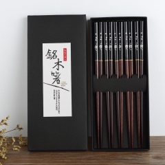 Chopsticks 5 pair Japanese Korean Food Wooden bamboo Red Black Handle Design Couple Reusable Chopstick Set Chop Stick with Case