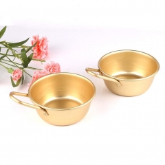 1Pc Gold Color Korean Traditional Aluminum Round Rice Bowl Wine Cup with Handle for Makgeolli Korean Wine Cup