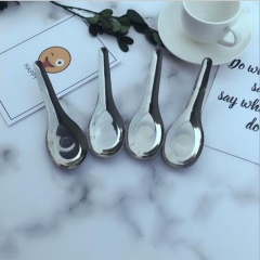 10Pcs/Set Stainless Steel Chinese Kitchen Tableware Food Rice Flat Bottom Soup Spoons Flatware Restaurant Soup Spoon AAA0913