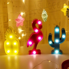 3D Cartoon Pineapple/Flamingo/Cactus Modeling Night Light LED Lamp Cute Decoration Gift