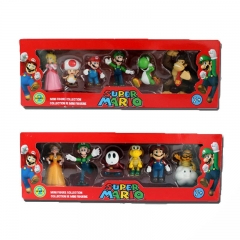 6Pcs/Set 3-7cm Super Mario Bros PVC Action Figure Toys Dolls Mario Luigi Yoshi Mushroom Donkey Kong In Gift Box Lovely Kids Gift