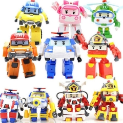 4pcs/6pcs Robocar Korea Robot Kids Toys Transformation Anime Action Figure Super Wings Poli Toys For Children Playmobil Juguetes