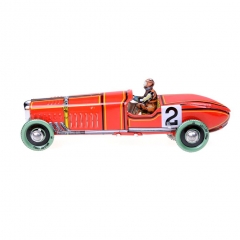 1Pc Iron Metal Handicraft Vintage Windup Classic Red Race Car Model Clockwork Tin Vehicle Toy Collectable Gift