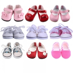 ZWSISU 9 Styles Doll Shoes White Tube Shoes Canvas Shoes For 18 Inch American Doll &amp; 43 Cm Baby Doll For Our Generation  Girl`s