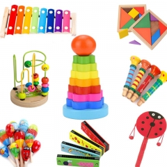 DIY Baby Wooden Toy Montessori Xylophone Sand Hammer Harmonica Colorful Early Educational Funny Toys For Children Kids