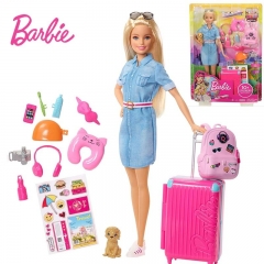 Original Barbie Dolls Brand Travel Girl with Puppy Assortment Fashionista Doll Toys for Children Birthday Gift Reborn Bonecas