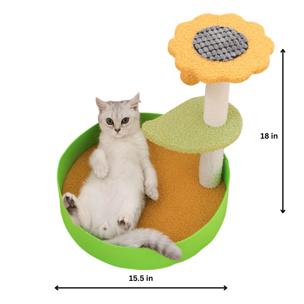 18in Colorful Sunflower Cat Tree Scratching Tower w Nature Sisal