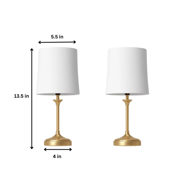 Set of 2 - 13.5 inches Threshold Brass Metal Table Lamp Stick Lamps Mini Lights White Gold (Not included light bulb)