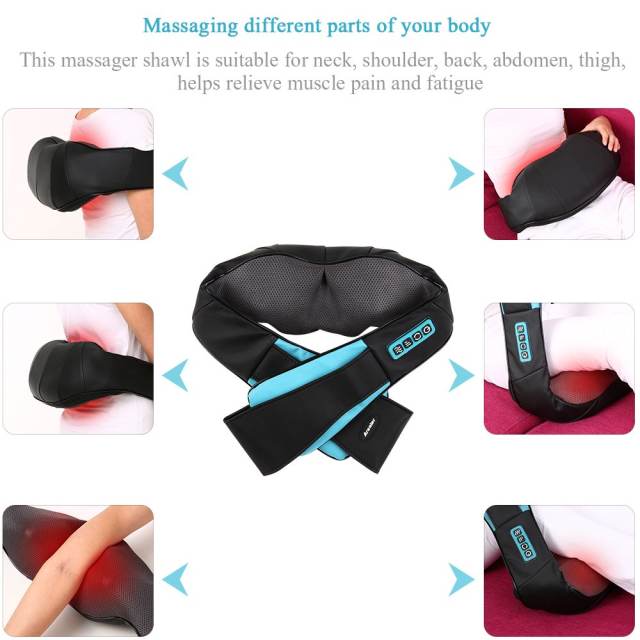 8 Powerful Shiatsu Massage Heads Neck and Back Massager with Soothing Heat Electric Deep Tissue 3D Kneading Massage Pillow for Shoulder Leg Body Muscle Pain Relief Home Office Car Use