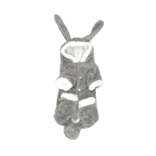 Fluffy Super Soft Cute Rabbit w Mini Long Ear Gray Dog Clothes Bunny Pet Costume Puppy Kitten Cats Costume Clothing Jacket Outfit