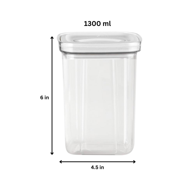 1300ml Sealed Jar Transparent Knob Switch Fresh-Keeping Moisture Proof Leak-Proof Storage Tank Pet Food Storage Container Cereals for Kitchen