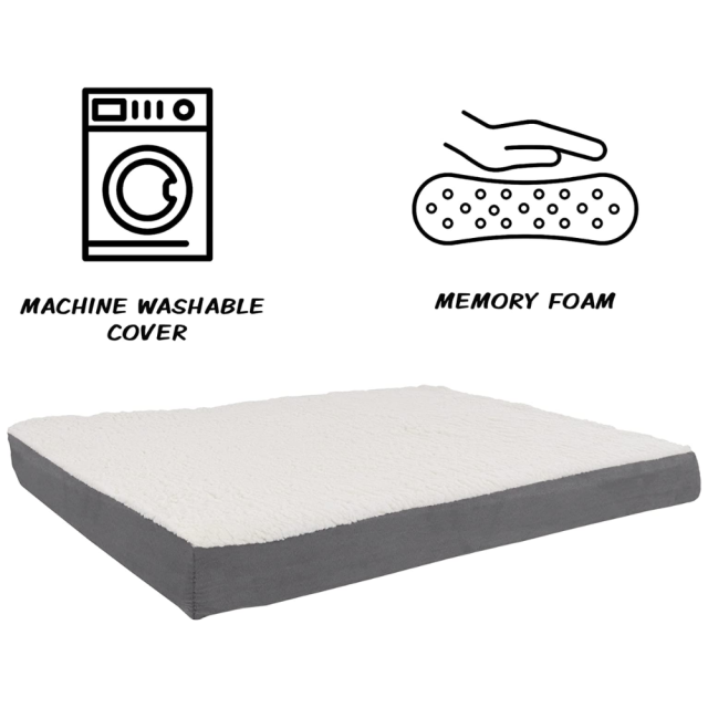 27 x 20in Orthopedic Dog Kennel Cat Bed 3" Memory Foam Dogs Mat w Machine Washable Sherpa Top Cover and Waterproof Liner Puppy Pad for Small to Medium Dogs Indoor Pet Supplies