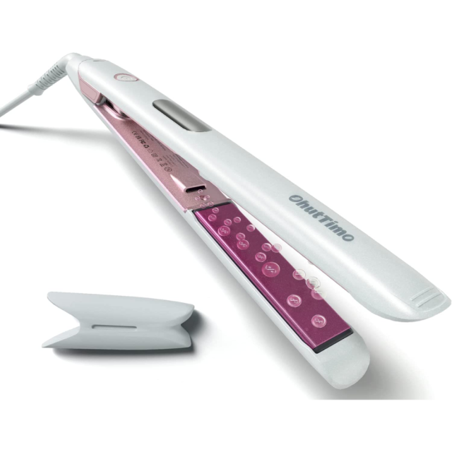 2022 Updated OhutTimo Tourmaline Ceramic Ionic 2in1 Hair Straightener Professional Flat Iron Straightens and Curls Smart Display 250°F-450°F 3D Floating Plate Thermo-Protect Auto-Lock