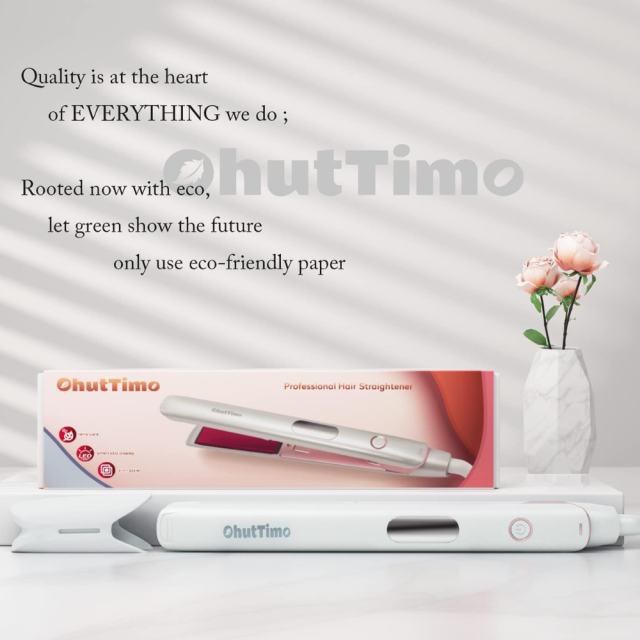 2022 Updated OhutTimo Tourmaline Ceramic Ionic 2in1 Hair Straightener Professional Flat Iron Straightens and Curls Smart Display 250°F-450°F 3D Floating Plate Thermo-Protect Auto-Lock