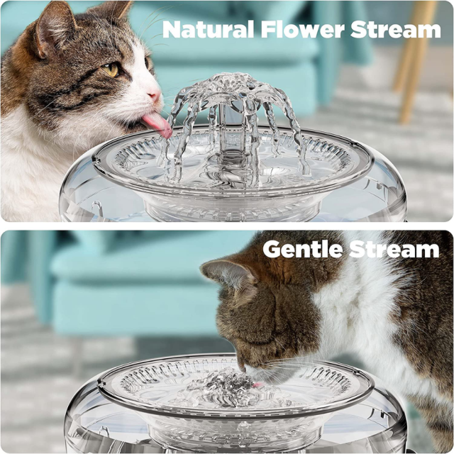 Ciays Crystal Whale Pet Automatic Water Fountain Cat Running Water Dog Water Dispenser with LED Light w 3 Replacement Filters Clear CIPS19T