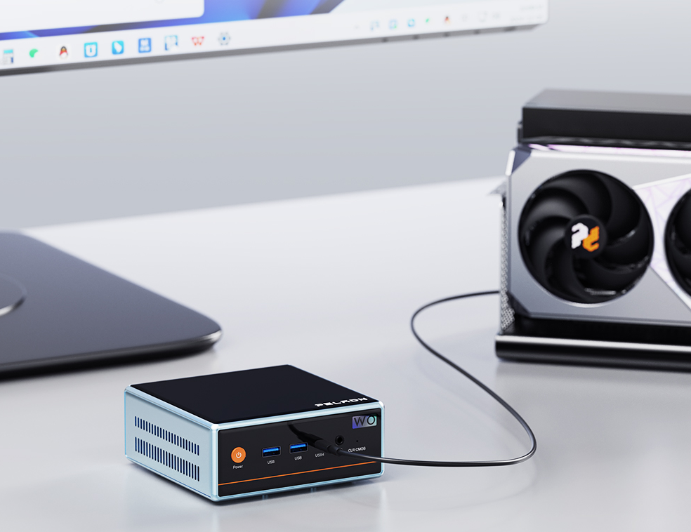PELADN WO4 Mini PC with Intel Core Ultra 7 155H | All-in-One AI Desktop for Creator, Office & Gaming