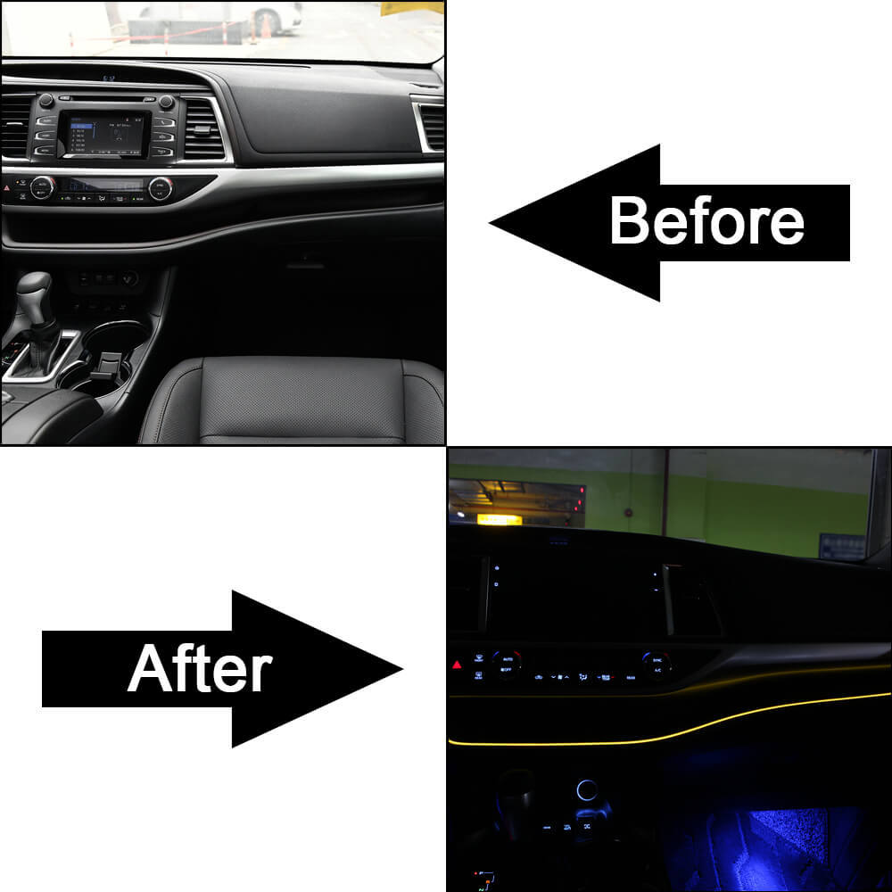 Highlander 2015-2020 1M/39Inch Car LED Strip Light, Neon Panel Gap String Strip Light Interior Decor Atmosphere Strip Lamp PVC Glowing Wire Lamp
