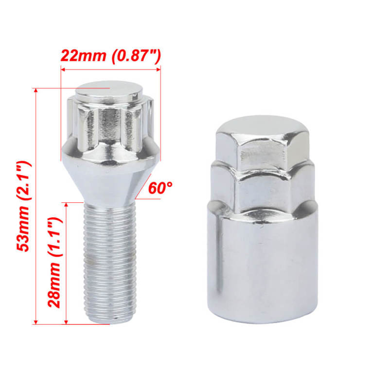 Anti Theft Locking Wheel Bolts (Slot Design) 4PCS