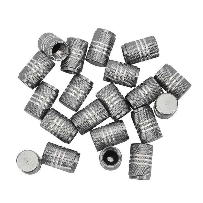 Aluminum Alloy Silver Around Tyre Valve Caps 20PCS