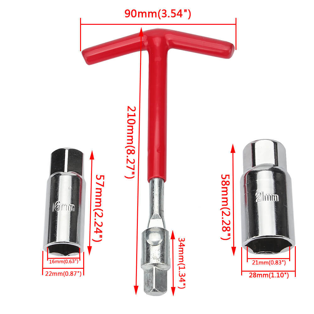Spark Plug Wrench With 16mm & 21mm Spark Plug Socket