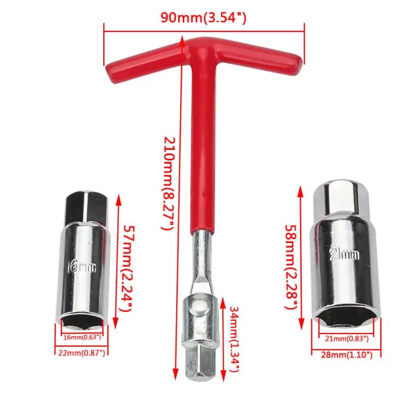 Spark Plug Wrench With 16mm &amp; 21mm Spark Plug Socket