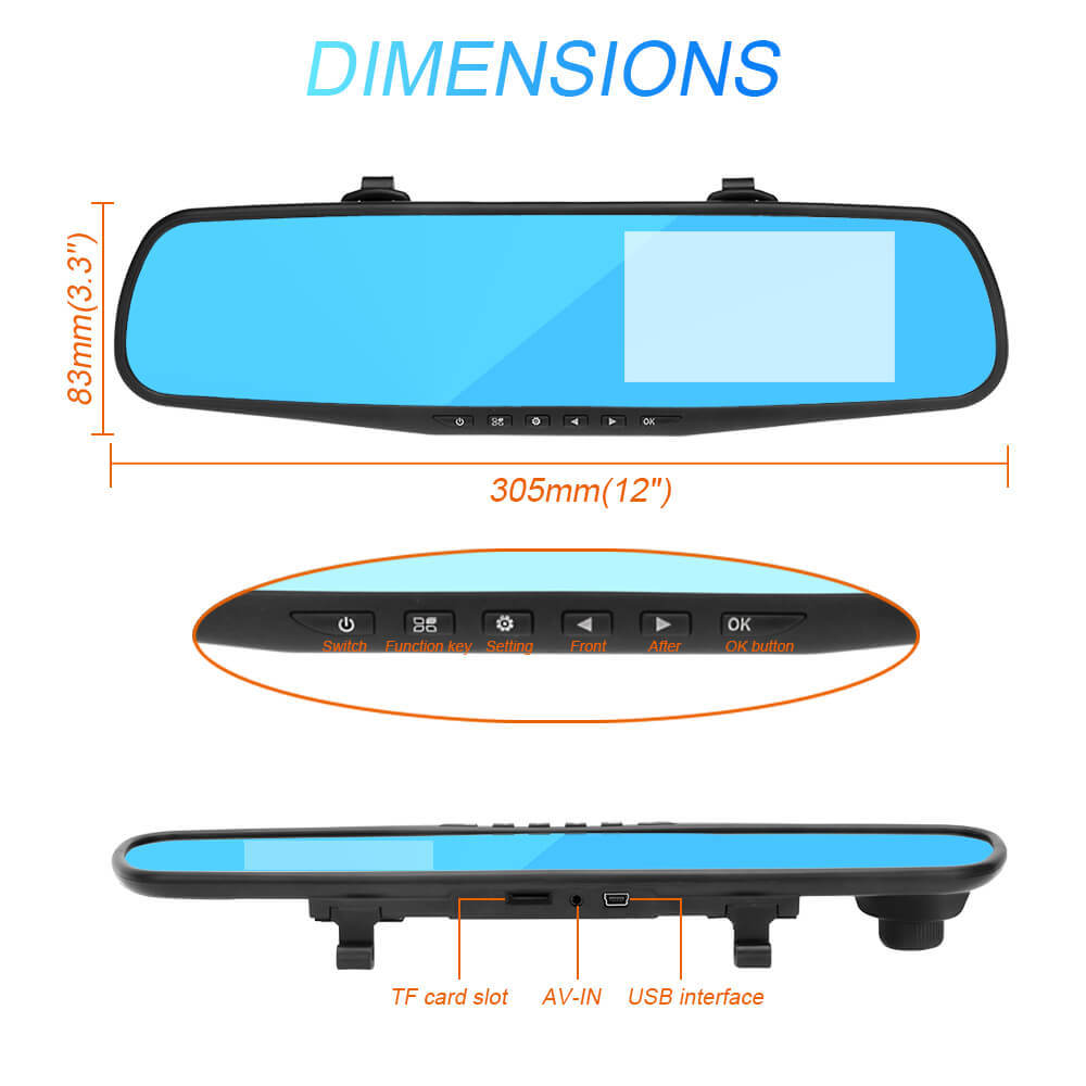 4.3" HD 1080P Dual Lens Digital Video Recorder