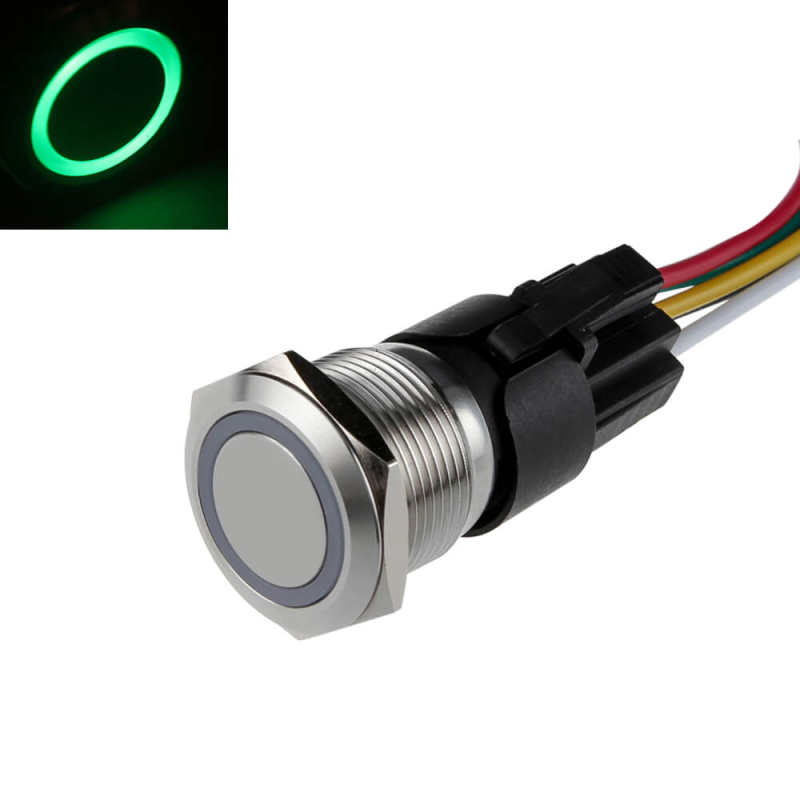 19mm Latching Button Push On Off Switch with Ring Light