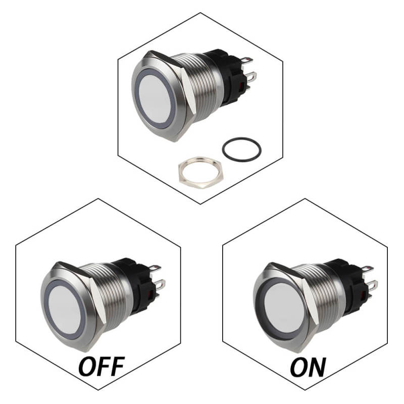 16mm Latching Switch with LED Ring