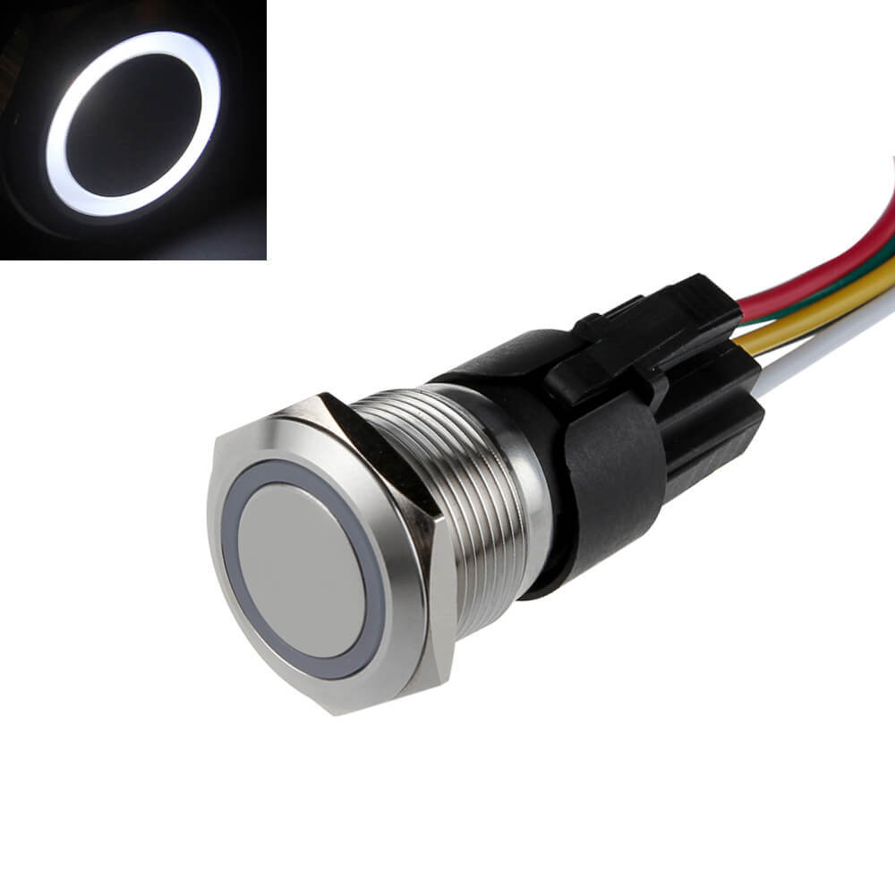 19mm Latching Button Push On Off Switch with Ring Light