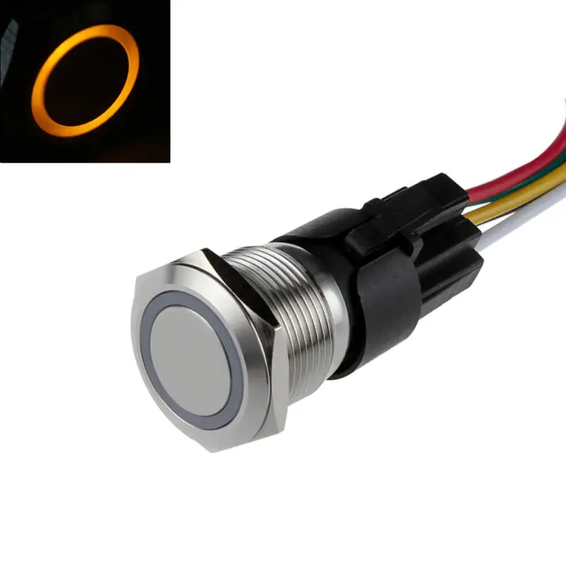 19mm Push Button Starter Switch with Socket Plug LED Ring