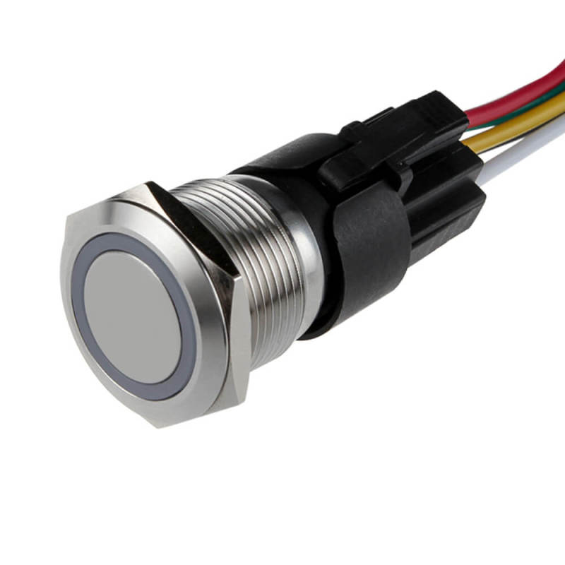 12V Momentary Push Button Switch with LED Ring 22mm