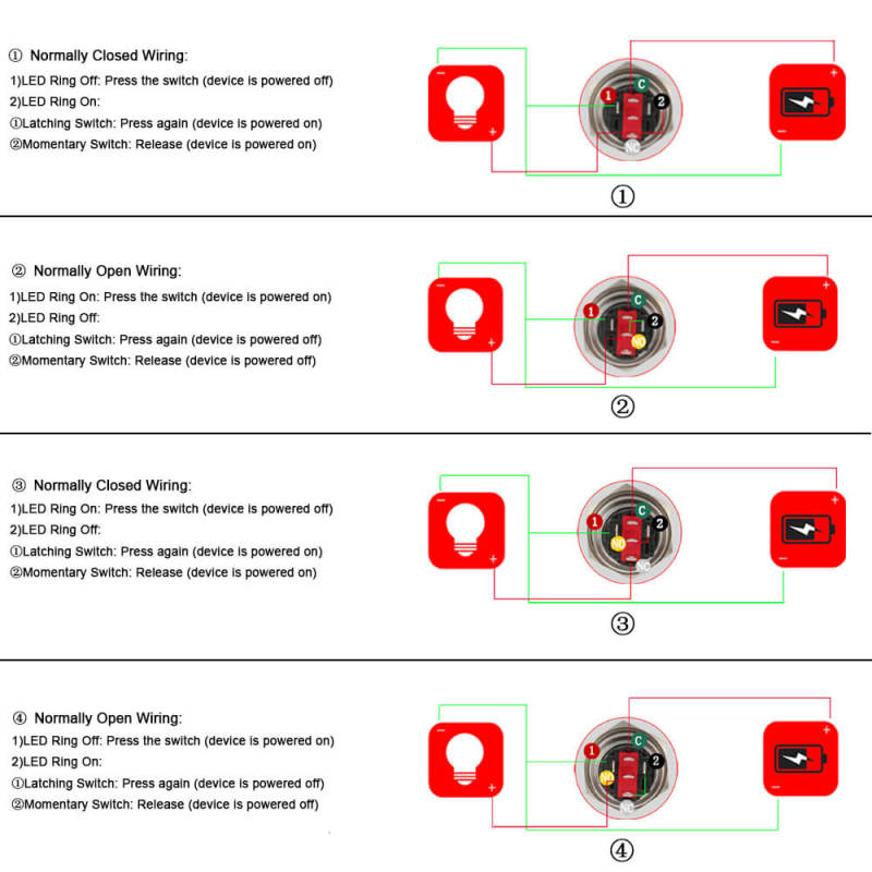 19mm Latching Push Button Switch Angel Eye LED with Power Symbol