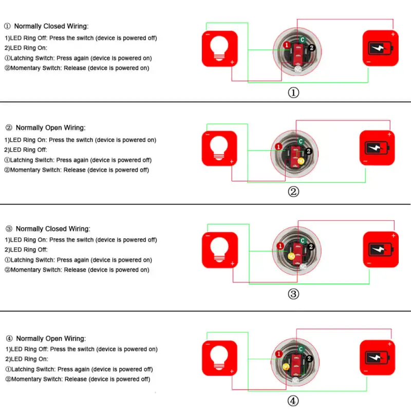 19mm Push Button Starter Switch with Socket Plug LED Ring