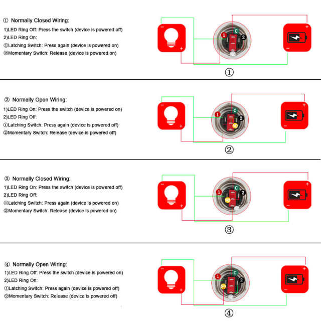 19mm Push Button Starter Switch with Socket Plug LED Ring