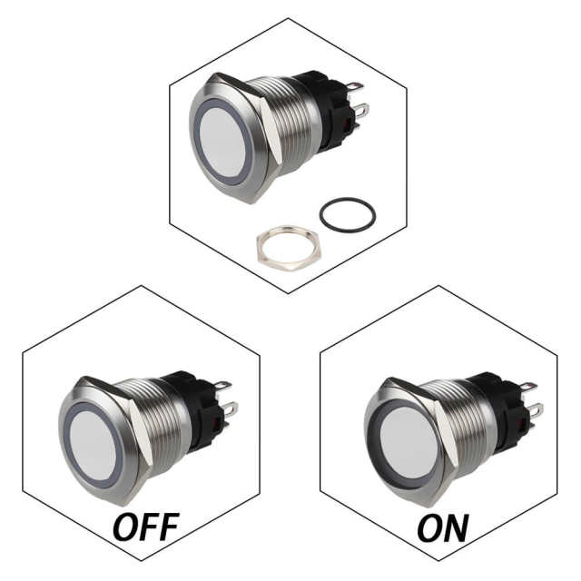 16mm Latching Switch with LED Ring