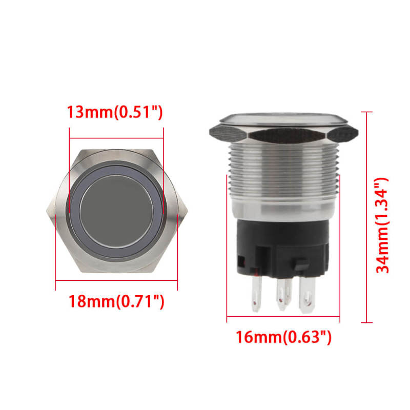 16mm Push Button Starter Switch with LED Ring